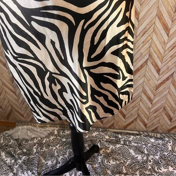 H&M Divided Zebra‎ Mini Satin Slip Cowl Neck, Dropped & Cross Back, Size Small - Picture 4 of 11